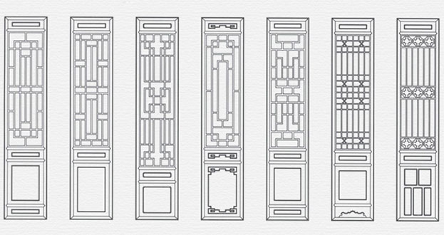 施甸常用中式仿古花窗图案隔断设计图